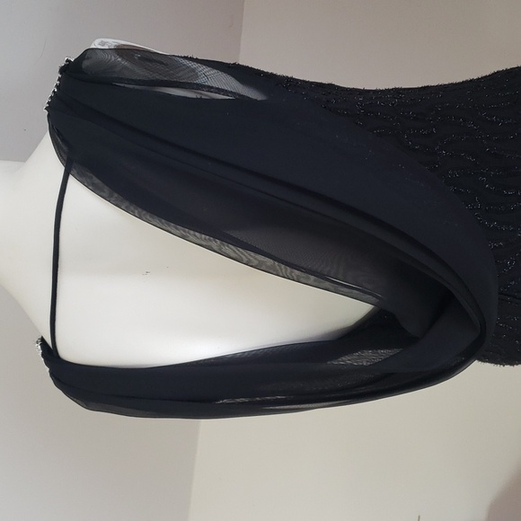 Amanda Taylor Vintage Black Beaded Sleeveless Deep Back Shawled Dress Sz 6 - Picture 8 of 16